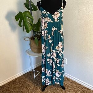 Teal Sleeveless Spaghetti Strap Sundress